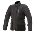 Alpinestars Women Stella Ketchum GORE-TEX Jacket, czarna motocyklowa kurtka turystyczna, wodoodporna i oddychająca konstrukcja tekstylna, wysoki kołnierz z otworami wentylacyjnymi na klatce piersiowej zapinanymi na zamek, regulowane paski w talii i na ramionach, wytrzymały materiał ze wzmocnioną ochroną ramion
