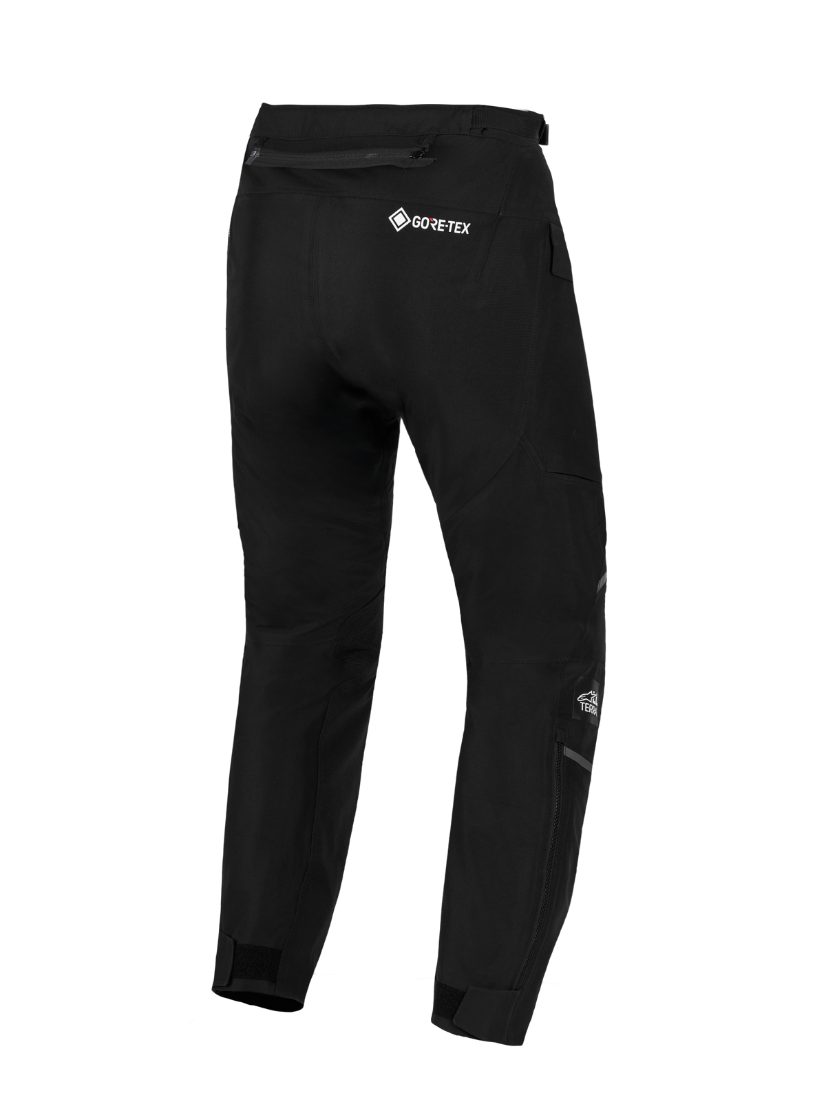 Alpinestars ST-7 V2 2L GORE-TEX Pants, Men's Waterproof Motorcycle Adventure Touring Pants, Black, featuring GORE-TEX branding and reinforced seat construction, rear view