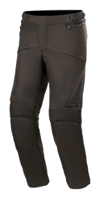 Spodnie Alpinestars Road Pro GORE-TEX, motocyklowe spodnie turystyczne, czarne, wyposażone w elastyczne panele harmonijkowe na kolanach, otwory wentylacyjne zapinane na zamek oraz techniczną konstrukcję tekstylną do turystyki przygodowej