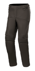 Alpinestars Stella Road Pro GORE-TEX, damskie turystyczne spodnie motocyklowe, czarne, wodoodporna i oddychająca tkanina, profilowane kolana z żebrowaną tkaniną, kieszenie na zamek, regulowane paski w talii
