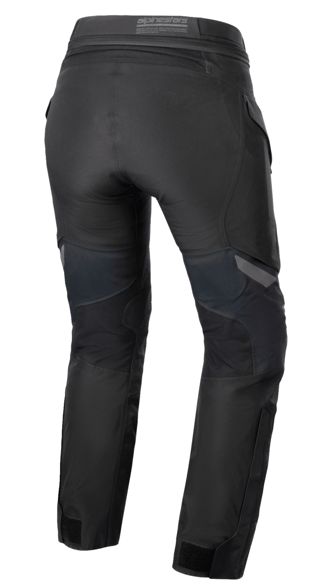 Damskie spodnie Alpinestars Stella ST-7 2L GORE-TEX, czarne i ciemnoszare, widok z tyłu prezentujący tekstylną konstrukcję adventure, detale karczka i pasa