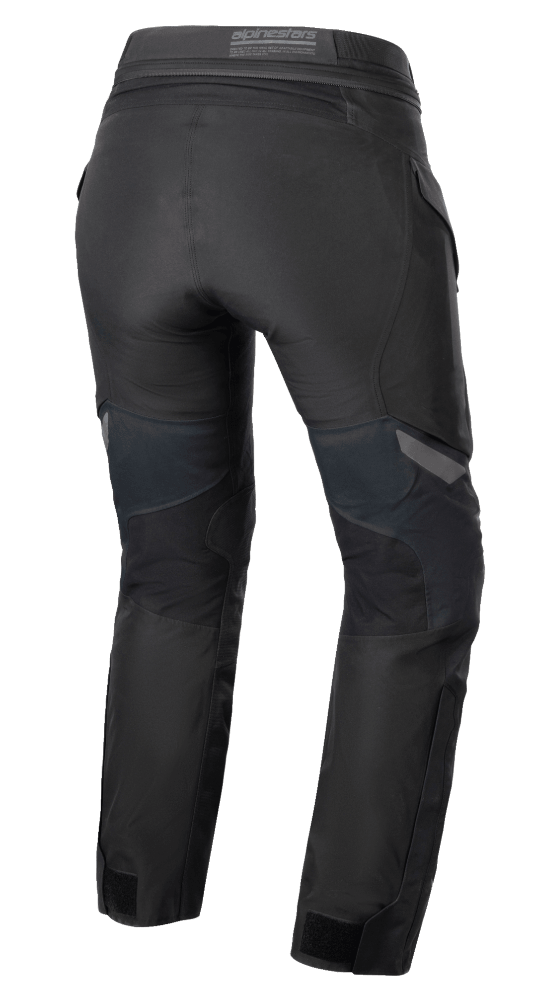 Damskie spodnie Alpinestars Stella ST-7 2L GORE-TEX, czarne i ciemnoszare, widok z tyłu prezentujący tekstylną konstrukcję adventure, detale karczka i pasa