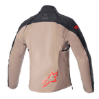 Alpinestars Techdura Jacket, kurtka off-road enduro, czarno-brązowa (Black Falcon Brown), widok z tyłu bez kamizelki taktycznej, czerwone logo Astars, wytrzymała konstrukcja z płótna poliamidowego