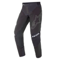 Alpinestars 2021 Techstar Phantom Pants, spodnie motocrossowe, czarne z białymi akcentami, duże konturowe logo gwiazdy na udzie, napis ASTARS na kolanach, techniczny materiał rip-stop z perforowanymi strefami, konstrukcja kolan 3D Babel