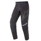 Alpinestars 2021 Techstar Phantom Pants, spodnie motocrossowe, czarne z białymi akcentami, duże konturowe logo gwiazdy na udzie, napis ASTARS na kolanach, techniczny materiał rip-stop z perforowanymi strefami, konstrukcja kolan 3D Babel