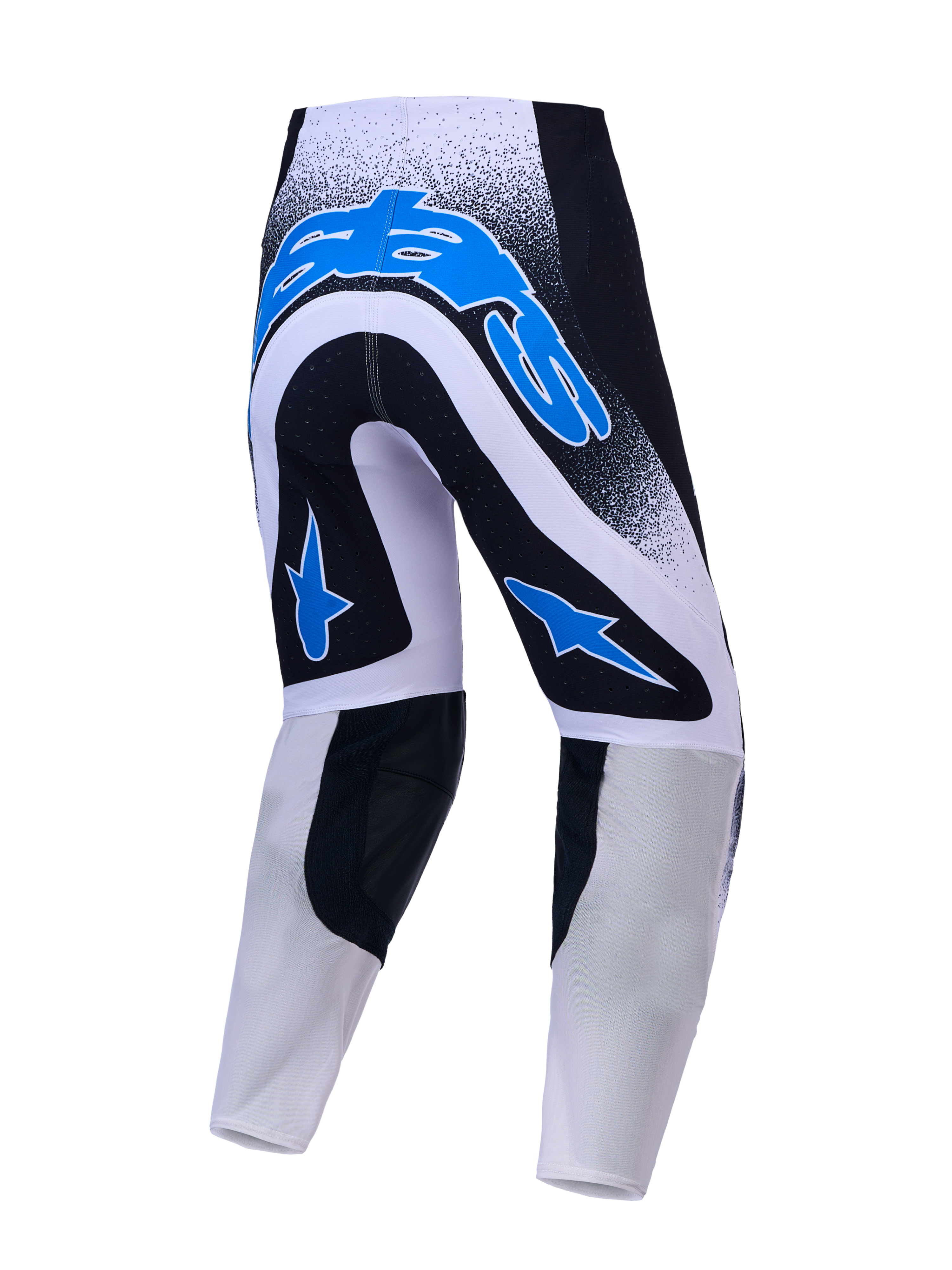 Alpinestars Supertech Hiten AFD Pants, Men's Motocross Racing Pants, Blue, White, and Black, featuring stretch ripstop.