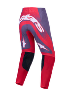 Alpinestars Supertech Hiten AFD, czerwone i szare spodnie motocrossowe, wentylowana siateczka, skórzane panele, widok z tyłu.