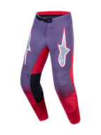 Alpinestars Supertech Hiten AFD Pants, Men's Motocross Gear, Light Lilac and Red Fluo, stretch ripstop construction.