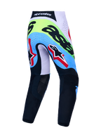 Alpinestars spodnie Supertech Dyna, męskie spodnie motocrossowe, jaskrawozielone i czarne, widok z tyłu z oddychającymi strefami.