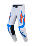 Alpinestars Supertech Vesta, męskie spodnie motocrossowe, białe, liliowe i czerwone, sportowy krój i perforowane panele.