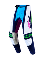 Alpinestars Techstar Maven Men's Motocross Pants, White and Blithe Blue with protective leather knee panels.