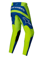Spodnie Alpinestars Fluid Haul 2025, męskie spodnie motocrossowe off-road, żółte fluorescencyjne i niebieskie z czarnymi detalami kolan, widok z tyłu