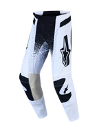 Alpinestars Spodnie Techstar Swan AND Techstar Swan Gear Set, biało-czarne spodnie MX ze skórzanymi panelami na kolanach