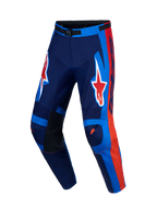 Alpinestars Racer Hunt Pants, Men's Motocross Pants in Strong Blue and Fire Red with 600D polyfabric and pre-curved legs.