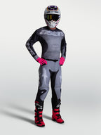 Alpinestars Racer Amber Pants and gear set in Graystone and pink, featuring durable motocross racing apparel for men.