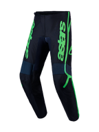 Alpinestars spodnie Fluid Apex V2, męskie spodnie motocrossowe, czarne i zielone fluo, poliester 600D, profilowane nogawki.