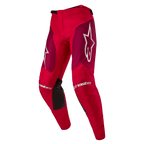 Alpinestars 2024 Racer Hoen Pants, spodnie motocrossowe, kolor Mars Red Burgundy, z bordowymi panelami na udach oraz białym logo Alpinestars na kolanach i biodrach, czarne panele przyczepne po wewnętrznej stronie kolan, sportowy, profilowany design do jazdy terenowej