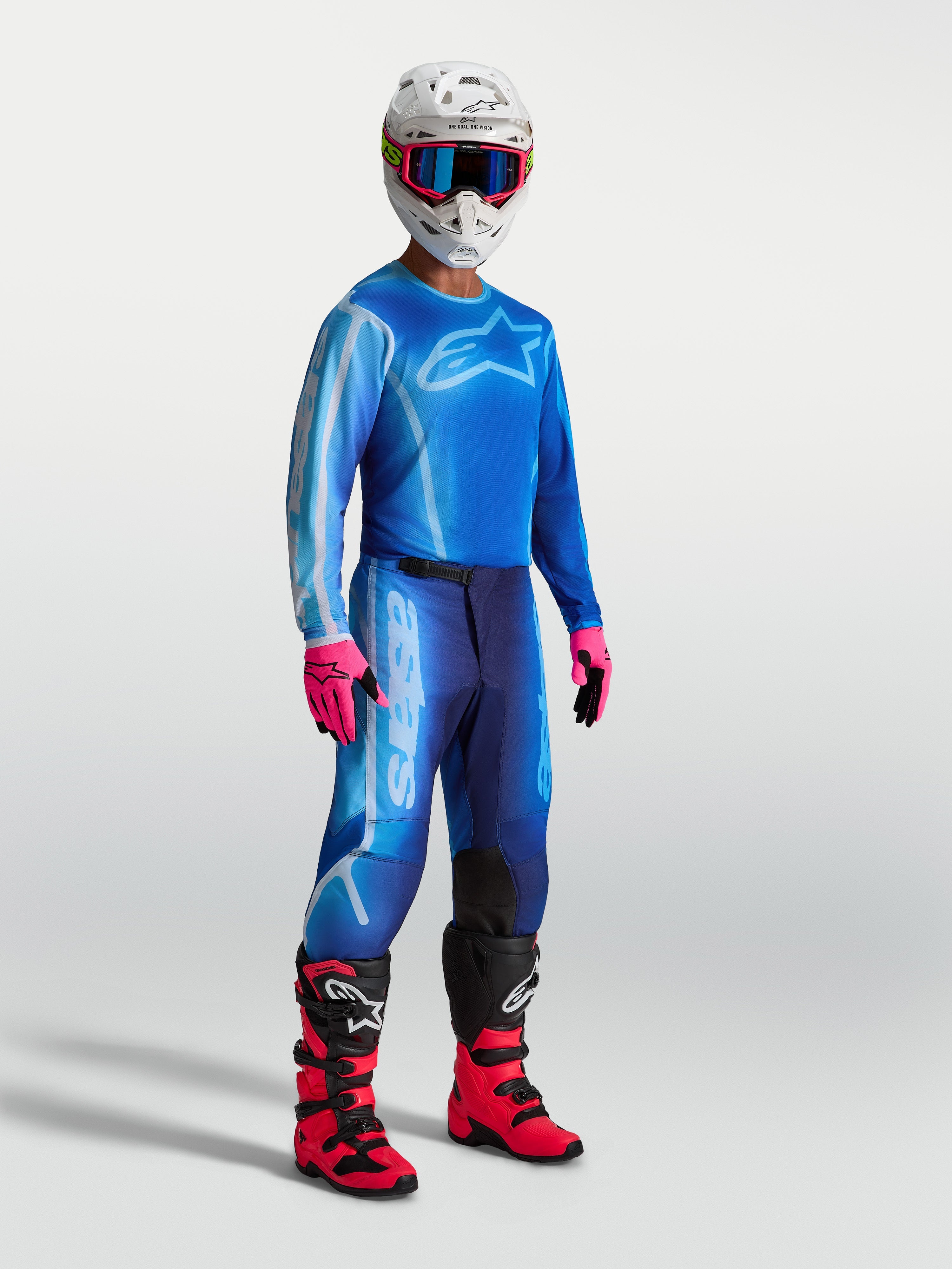 Alpinestars Fluid Kepler, męskie spodnie motocrossowe, niebieskie, konstrukcja z poliestru 600D, krój off-road
