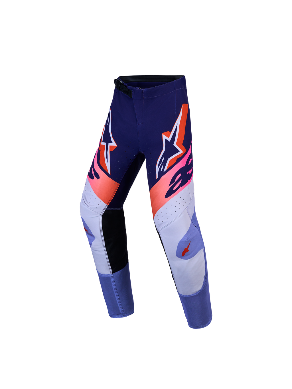 Spodnie Alpinestars Supertech Dyna młodzieżowe, fioletowe i różowe fluo, spodnie do motocrossu z tkaniny rip-stop.