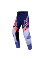 Spodnie Alpinestars Supertech Dyna młodzieżowe, fioletowe i różowe fluo, spodnie do motocrossu z tkaniny rip-stop.