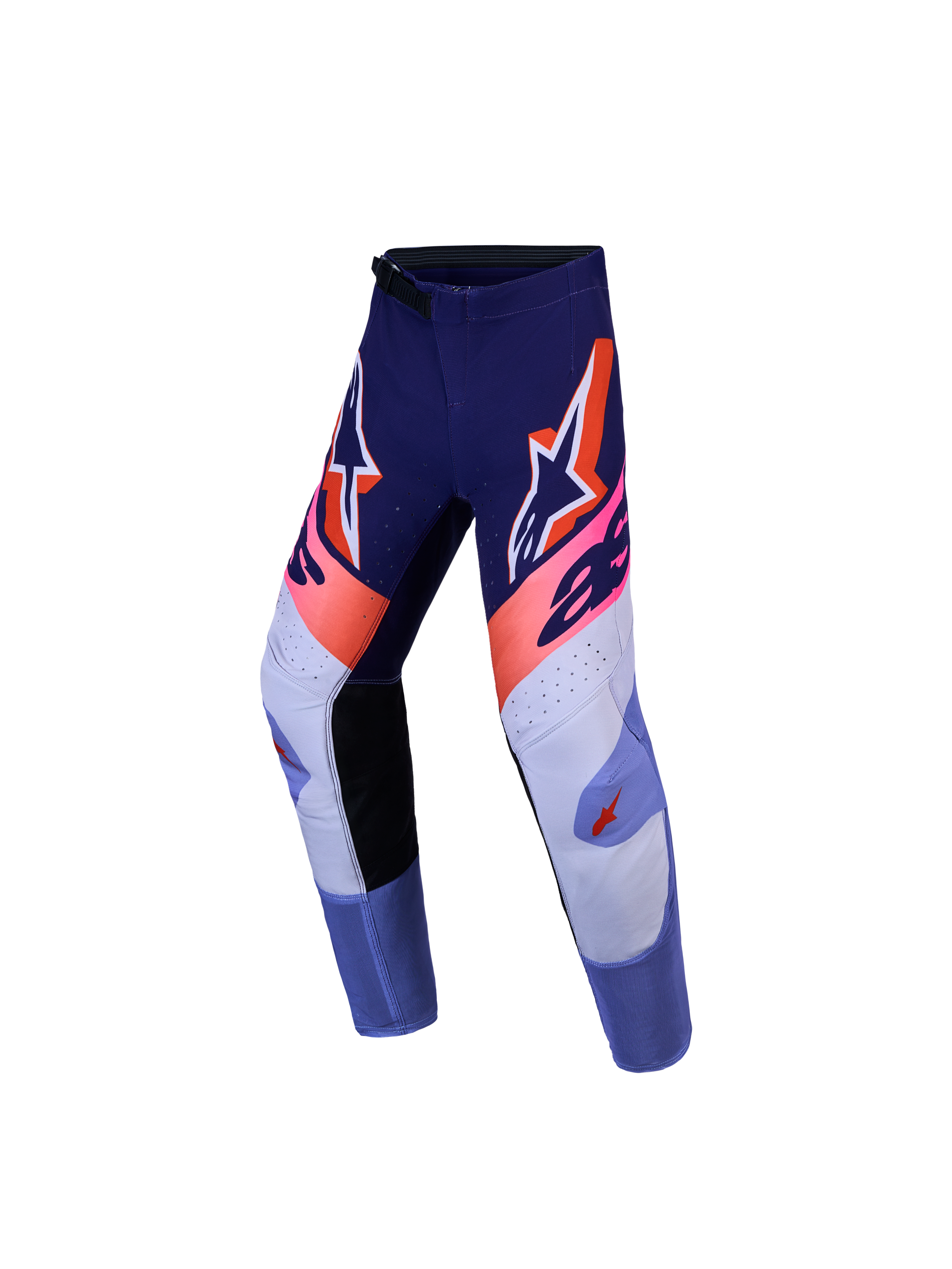 Spodnie Alpinestars Supertech Dyna młodzieżowe, fioletowe i różowe fluo, spodnie do motocrossu z tkaniny rip-stop.