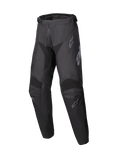 Alpinestars Youth Racer Graphite Pants 2025, młodzieżowe spodnie motocrossowe, czarne i szare, wzmocnione obszary kolan, subtelne szare logo, trwała ergonomiczna konstrukcja