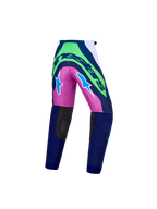 Spodnie Alpinestars Youth Supertech Maven, niebieskie i zielone wyścigowe spodnie motocrossowe z trwałej tkaniny rip-stop.