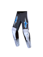 Alpinestars Fluid Drag 2027, młodzieżowe spodnie motocrossowe, szare i niebieskie, ergonomiczny krój do jazdy off-road.