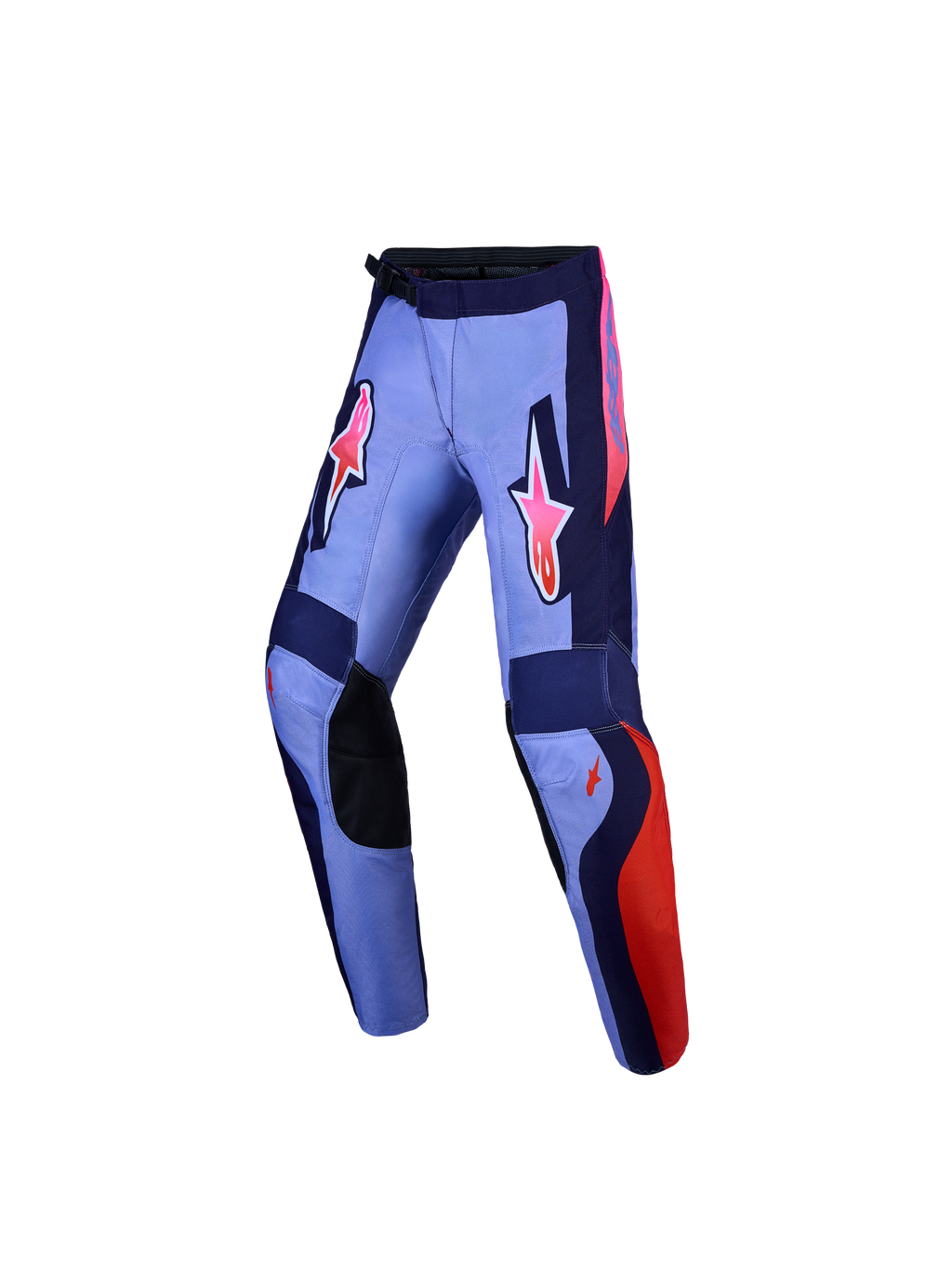 Alpinestars Spodnie Fluid Hunt Młodzieżowe, fioletowe i różowe spodnie motocrossowe, ergonomiczny krój, trwały poliester 600D.