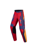 Alpinestars Youth Fluid Hunt Pants, youth motocross pants in Fire Red and Graystone, with reinforced knees and stretch panels.