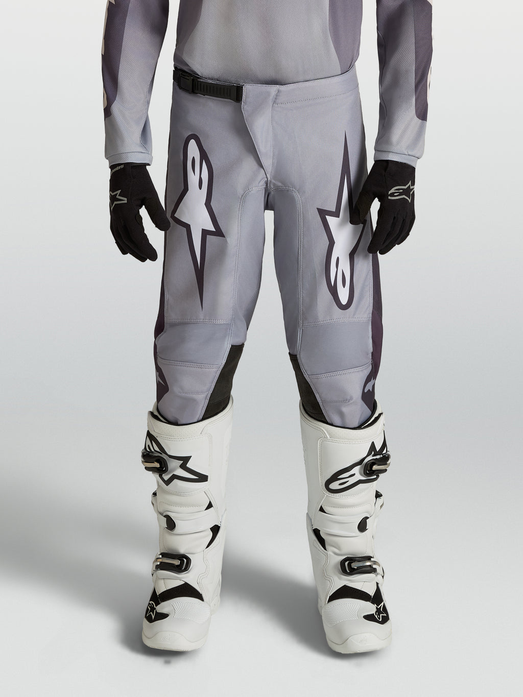 Alpinestars Spodnie Fluid Amber Młodzieżowe, szare i czarne spodnie motocrossowe off-road, wytrzymały poliester 600D