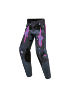 Alpinestars spodnie Fluid Lone młodzieżowe, szary kamuflaż i fioletowe akcenty, wytrzymały poliester do motocrossu.