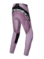 Alpinestars Stella Techstar Melt Pants 2025, damskie spodnie motocrossowe, różowo-czarne (Blush Black), widok z tyłu prezentujący białe logo Alpinestars na siedzeniu, czarne panele wzmacniające i logo gwiazdy na udzie, zaprojektowane dla wydajności off-road