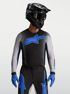 Alpinestars Koszulka Supertech Hiten AFD, męska koszulka motocrossowa, czarna i niebieska, krój pro fit i technologia AFD.