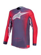 Koszulka Alpinestars Supertech Hiten AFD, męska, szara i czerwona fluo, wentylowana siatka, wyścigowa odzież motocrossowa.