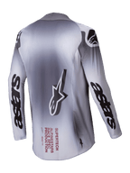 Alpinestars Koszulka Supertech Maker 2025, męska koszulka motocrossowa, srebrno-czarna, widok z tyłu przedstawiający konstrukcję z elastycznej siatki i branding
