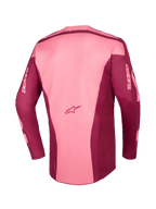 Koszulka Alpinestars 2026 Racer Riway Jersey, koszulka motocrossowa, kolor Dark Red Coral, widok z tyłu przedstawiający wielopanelową konstrukcję, logo Astars na dole pleców oraz branding astars na długich rękawach, wyczynowy sprzęt off-road