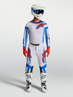 Alpinestars Supertech Vesta, męski zestaw motocrossowy, biały, jasnoliliowy i czerwony, profesjonalny krój wyścigowy z wydajną wentylacją.