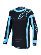 Alpinestars Supertech Vesta Jersey AND Gear Set, men's black and turquoise motocross jersey with laser-cut ventilation.