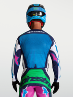 Alpinestars Techstar Maven Jersey, Motocross Racing Jersey, Men's Blue and Green with Pink Accents, Laser-Cut Ventilation.