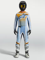 Alpinestars Techstar Maven Jersey and Gear Set, dust blue and tangerine motocross racing outfit for men, athletic fit.