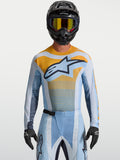 Alpinestars Koszulka Techstar Maven, męska koszulka motocrossowa, niebieska i pomarańczowa, sportowy krój wyścigowy, laserowa wentylacja, odzież off-road.
