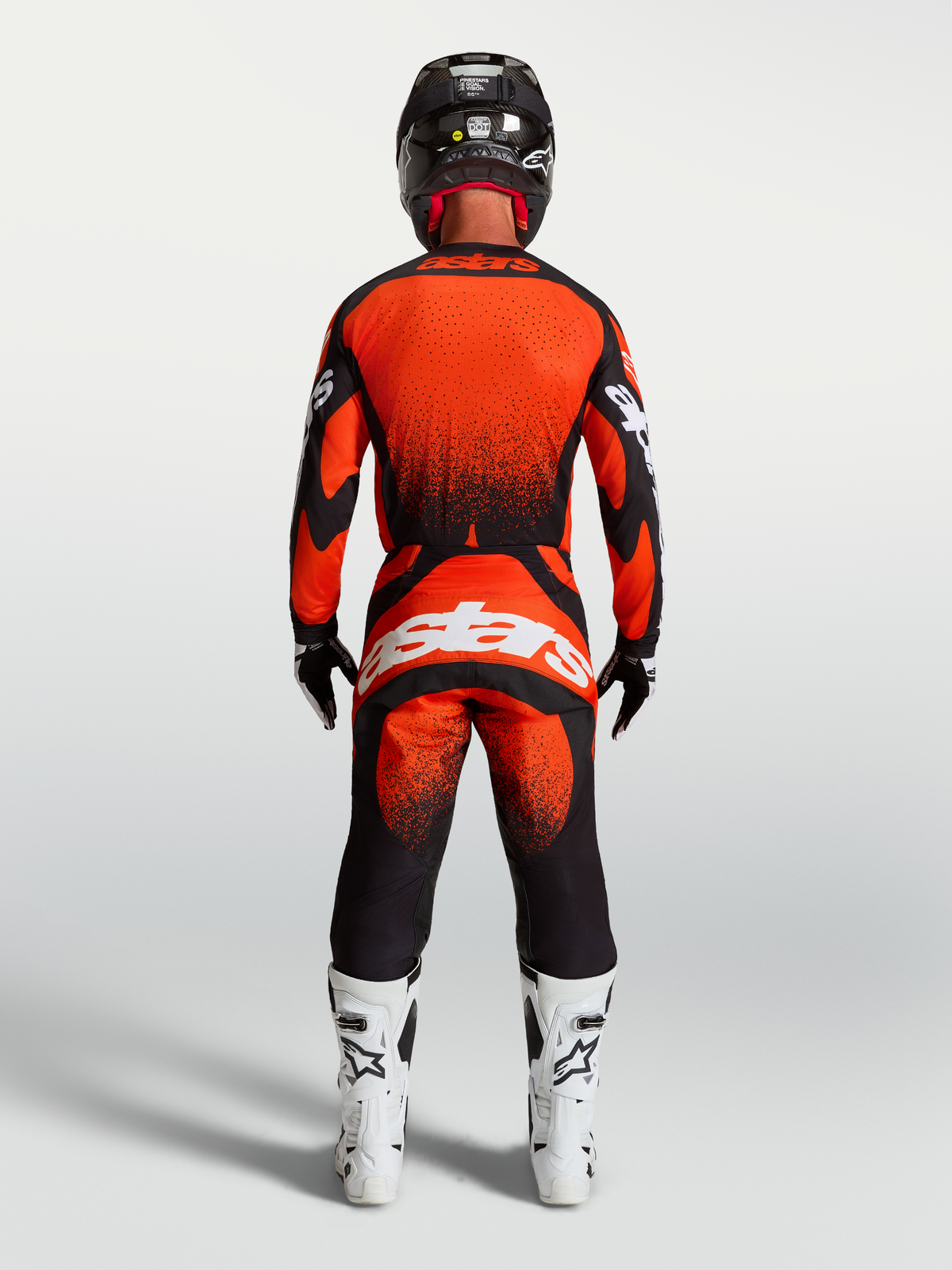 Alpinestars Techstar Swan Jersey and Gear Set, Men's motocross outfit in Cardinal Red and Black with athletic race fit.
