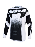 Alpinestars Techstar Swan, męska koszulka motocrossowa, biała i czarna, lekki elastyczny materiał stretch.