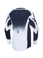 Alpinestars Techstar Swan Jersey, athletic race fit motocross top in white and dark gray with laser-cut perforations.