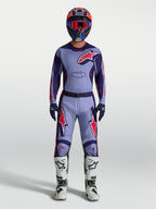 Alpinestars koszulka Racer Air Hunt, męska odzież motocrossowa, fioletowa i różowa fluo, wentylowana siatka.