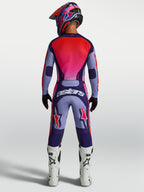 Alpinestars koszulka Racer Air Hunt, fioletowa i różowa siatka, męski krój wyścigowy MX, widok z tyłu.