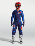 Alpinestars 2027 Racer Hunt Gear Set, niebieski i czerwony męski zestaw motocrossowy, koszulka, spodnie i białe buty