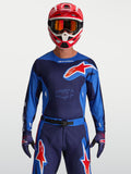 Alpinestars Koszulka Racer Hunt, męska koszulka motocrossowa, niebiesko-czerwona, oddychający materiał, sportowy krój off-road.