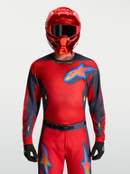 Alpinestars koszulka Racer Hunt, męska koszulka motocyklowa, czerwona i szara, odprowadzający wilgoć materiał z siatką mesh